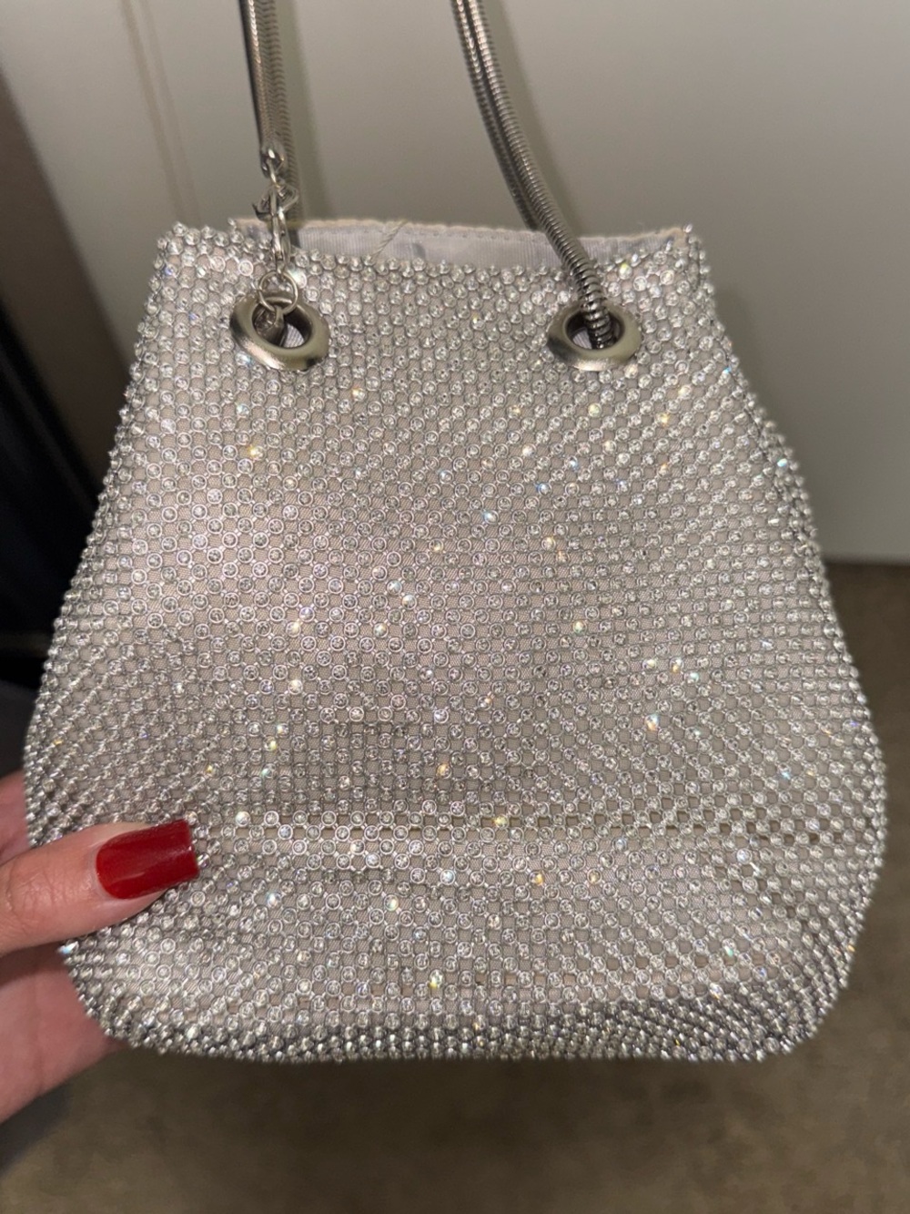 Silver Sparkle Evening Bucket Bag
